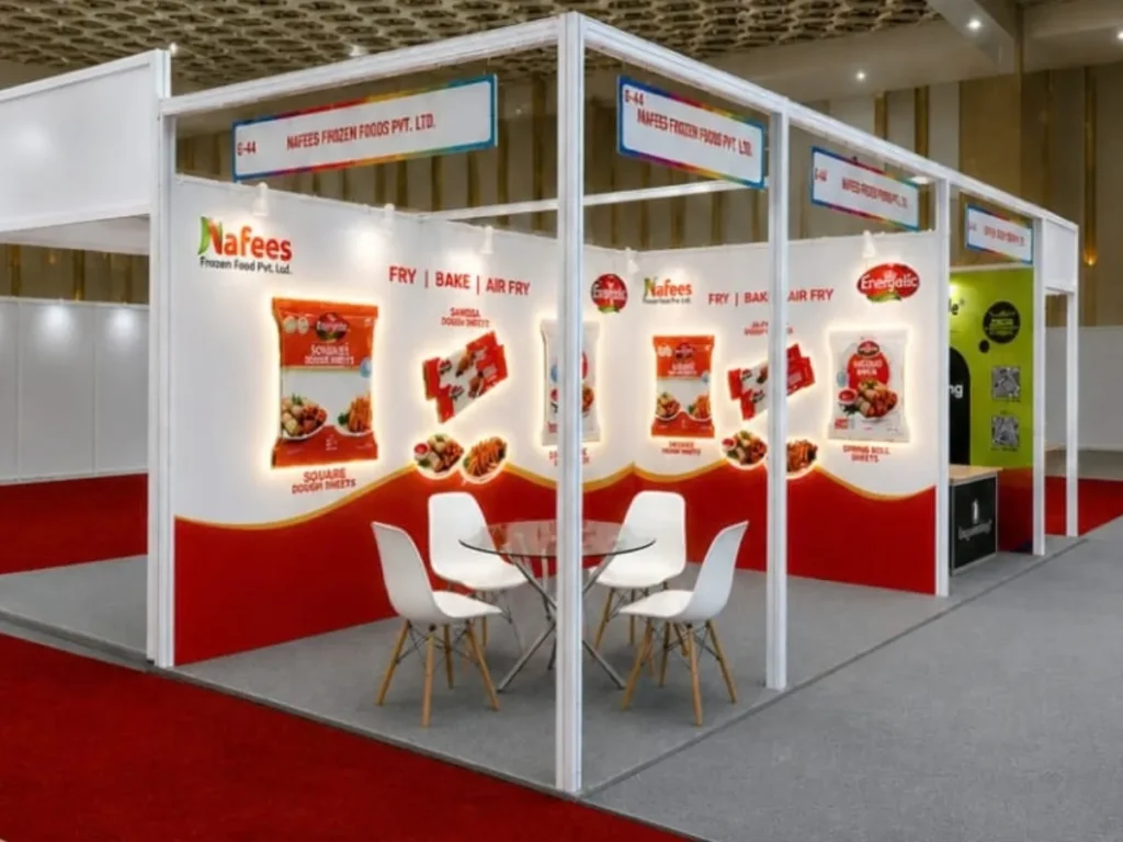 2 side open corner shell scheme stall design by RDA Vision
